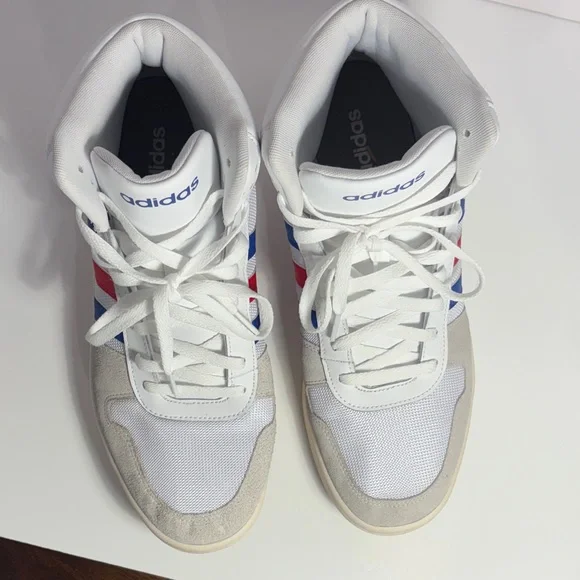 adidas White Athletic Shoes with Blue and Red Stripes - Picture 2 of 9